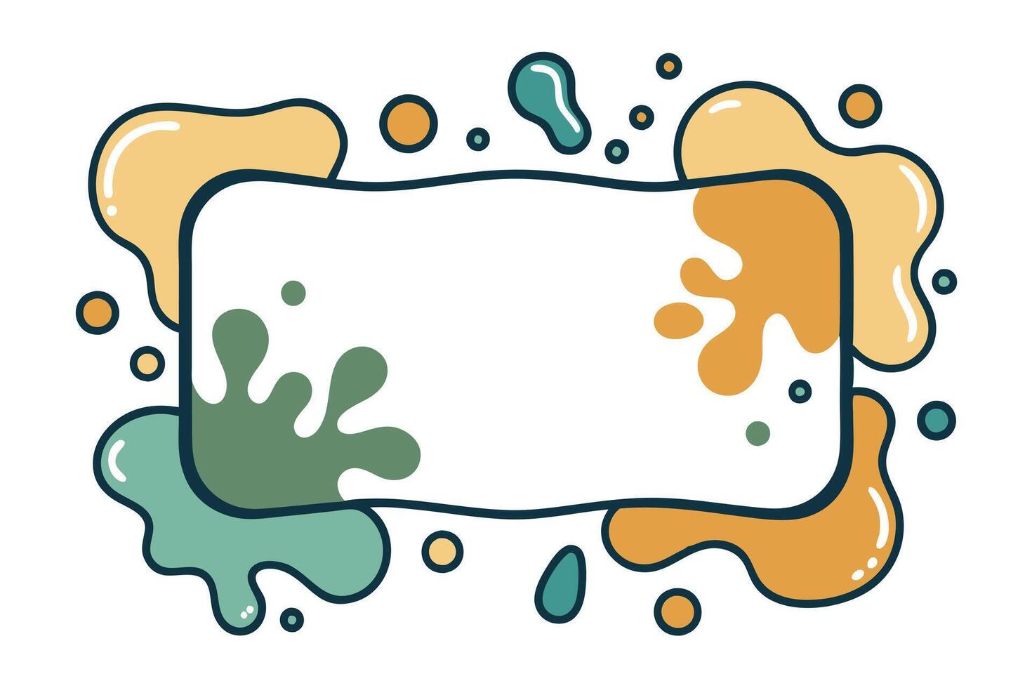 Abstract with Blob Elements and GreenYellow Splash, Outline on White vector
