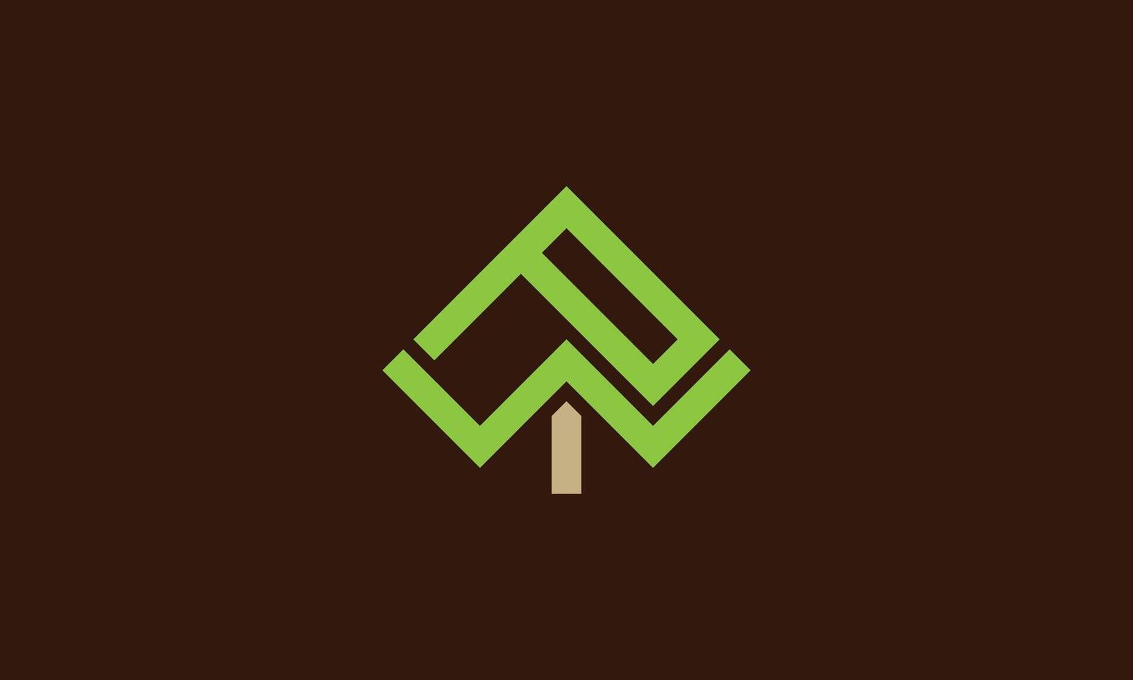 PW or WP minimalistic tree monogram logo design vector