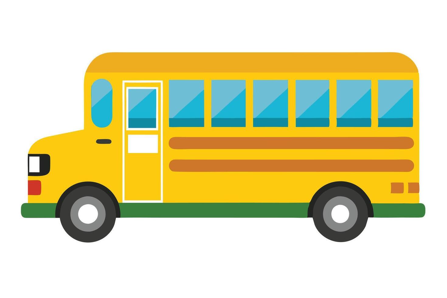 Classic Yellow School Bus with Blue Windows on a White Background Design vector