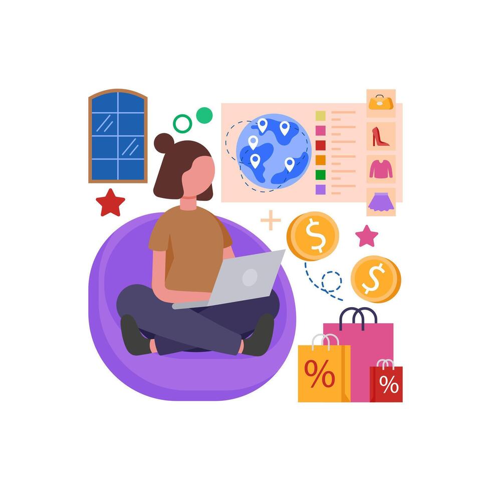 Global E Commerce Selling Platform vector