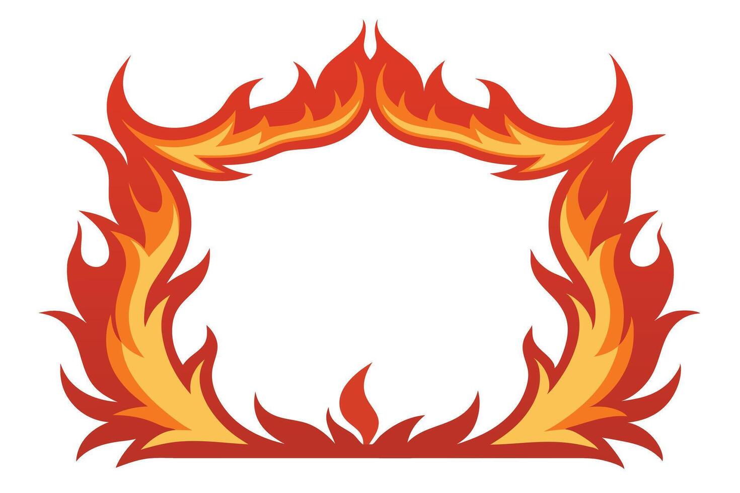 Fire Flames with Orange and Red Tones on White Background vector