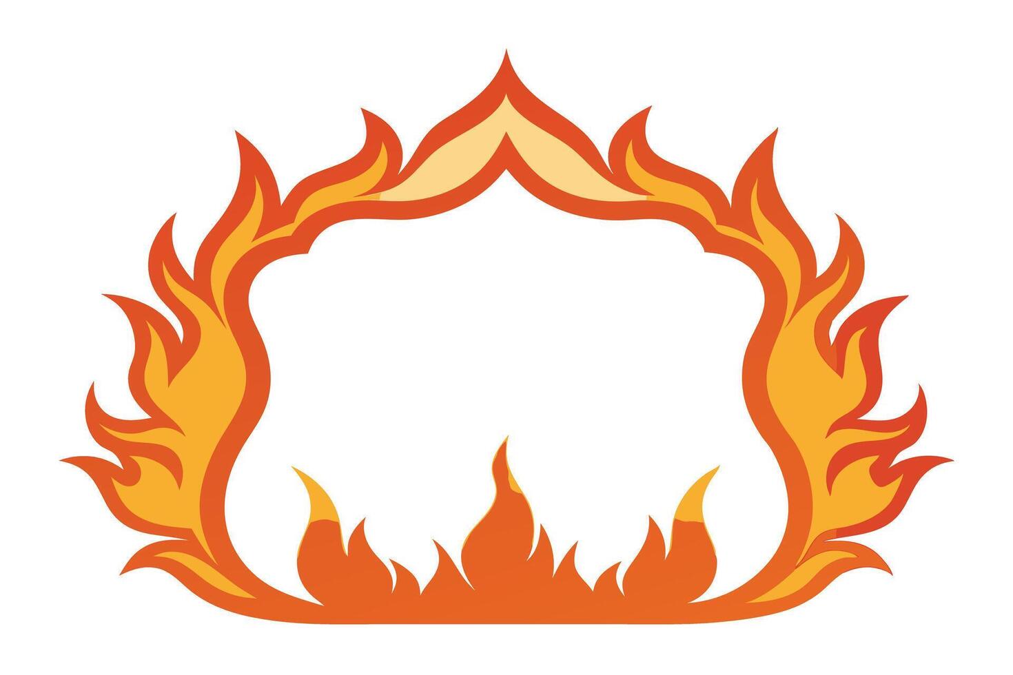 Fiery Orange Yellow Flames Isolated on White Decorative Element Symbol Design vector