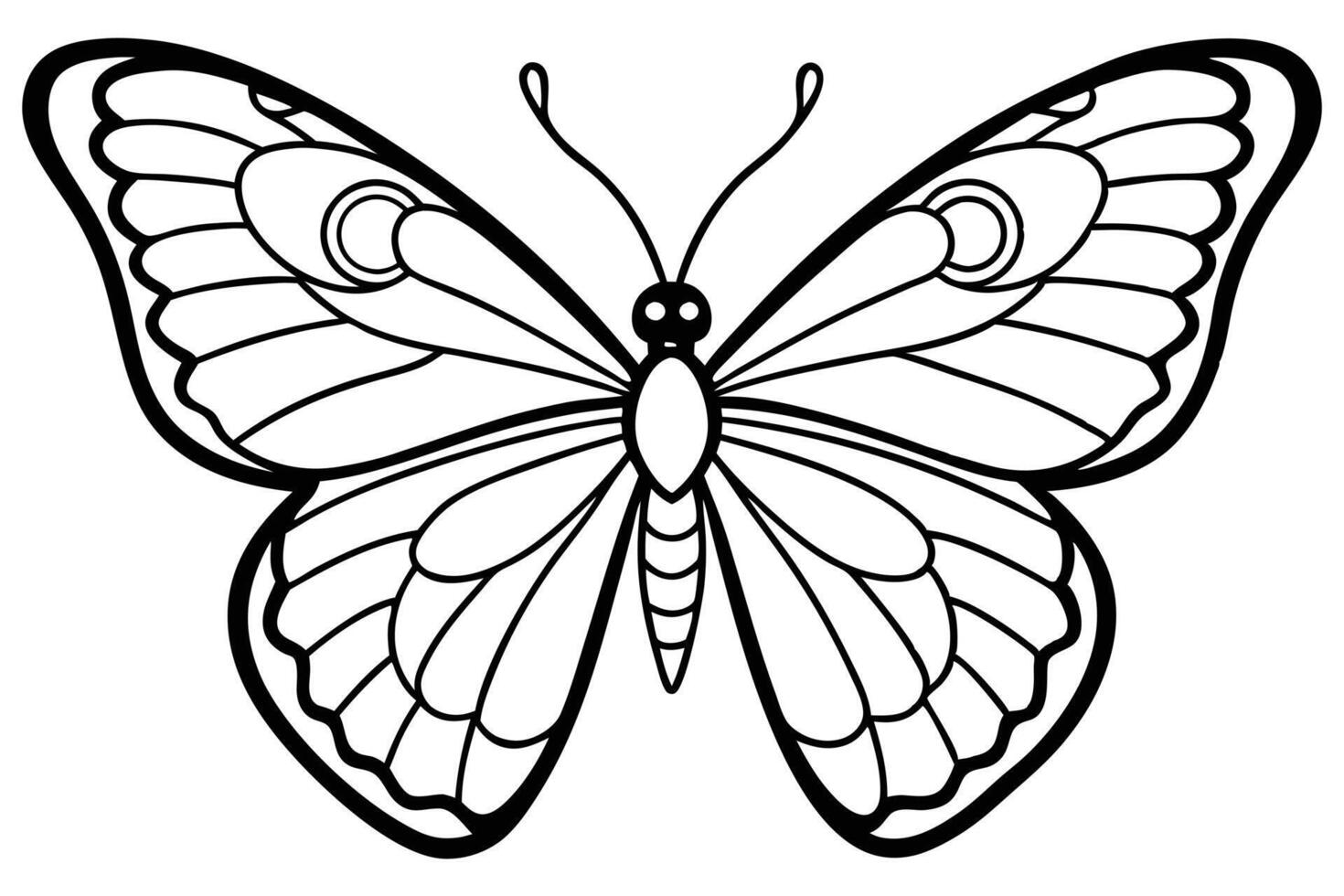 Butterfly Outline with Detailed Wing Patterns on Transparent Background Design vector