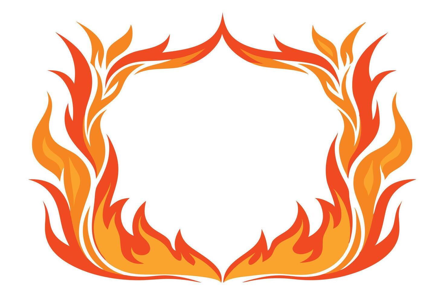 Fiery with Orange Flames on White Background vector