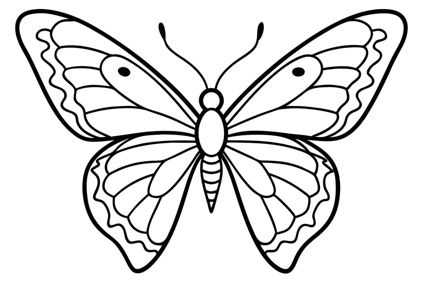 Butterfly Outline with Detailed Wing Patterns and a Transparent Backdrop vector