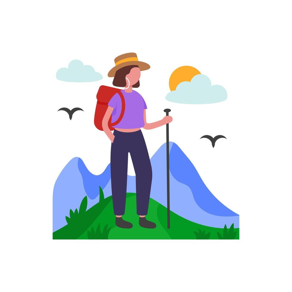 Hiking In Nature For Adventure vector