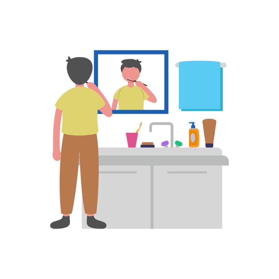 Brushing Teeth For Dental Hygiene vector