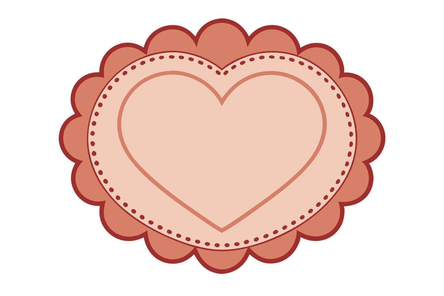 Scalloped Edge Heart Shape, Decorative Border, Cartoon Style, White Background vector