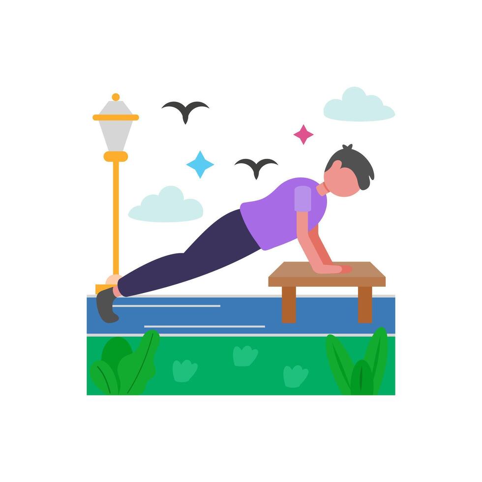 Park Push Ups Outdoor Fitness vector