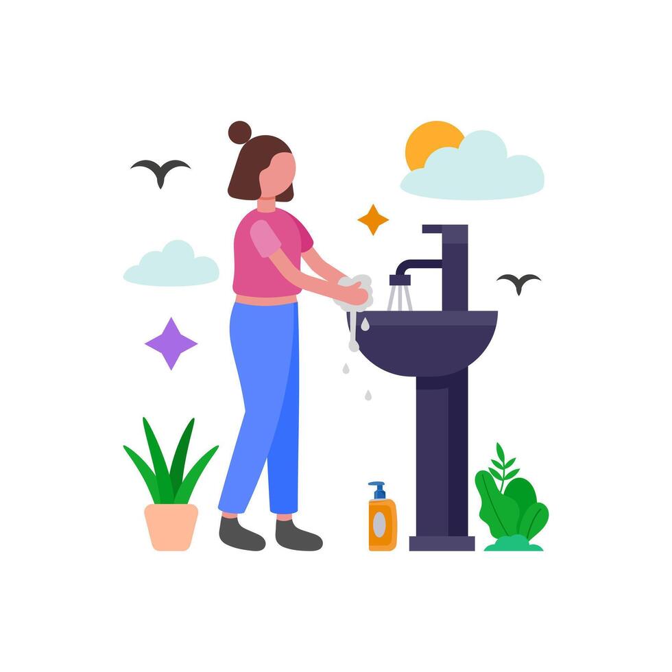 Hand Washing To Prevent Illness vector
