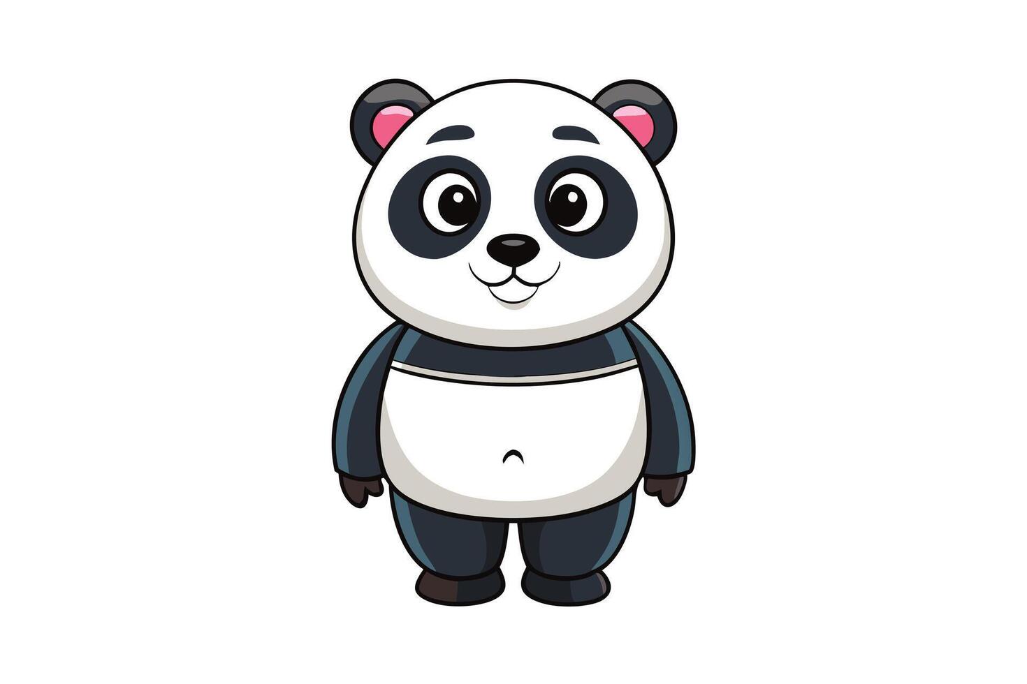 Cheerful Cartoon Panda Character, Friendly Facial Expression on Transparent Background vector