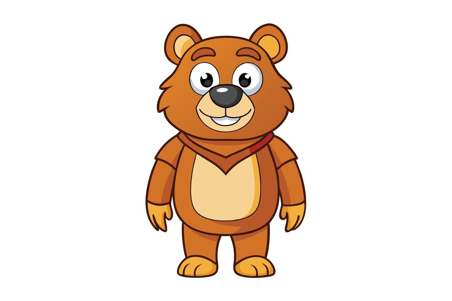 Cartoon Style Brown Bear Standing Isolated on Transparent Background vector