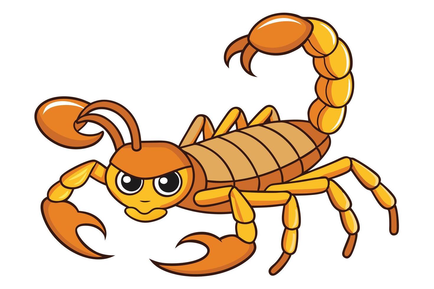 Cartoon Scorpion with Orange and Yellow Color Isolated on White vector