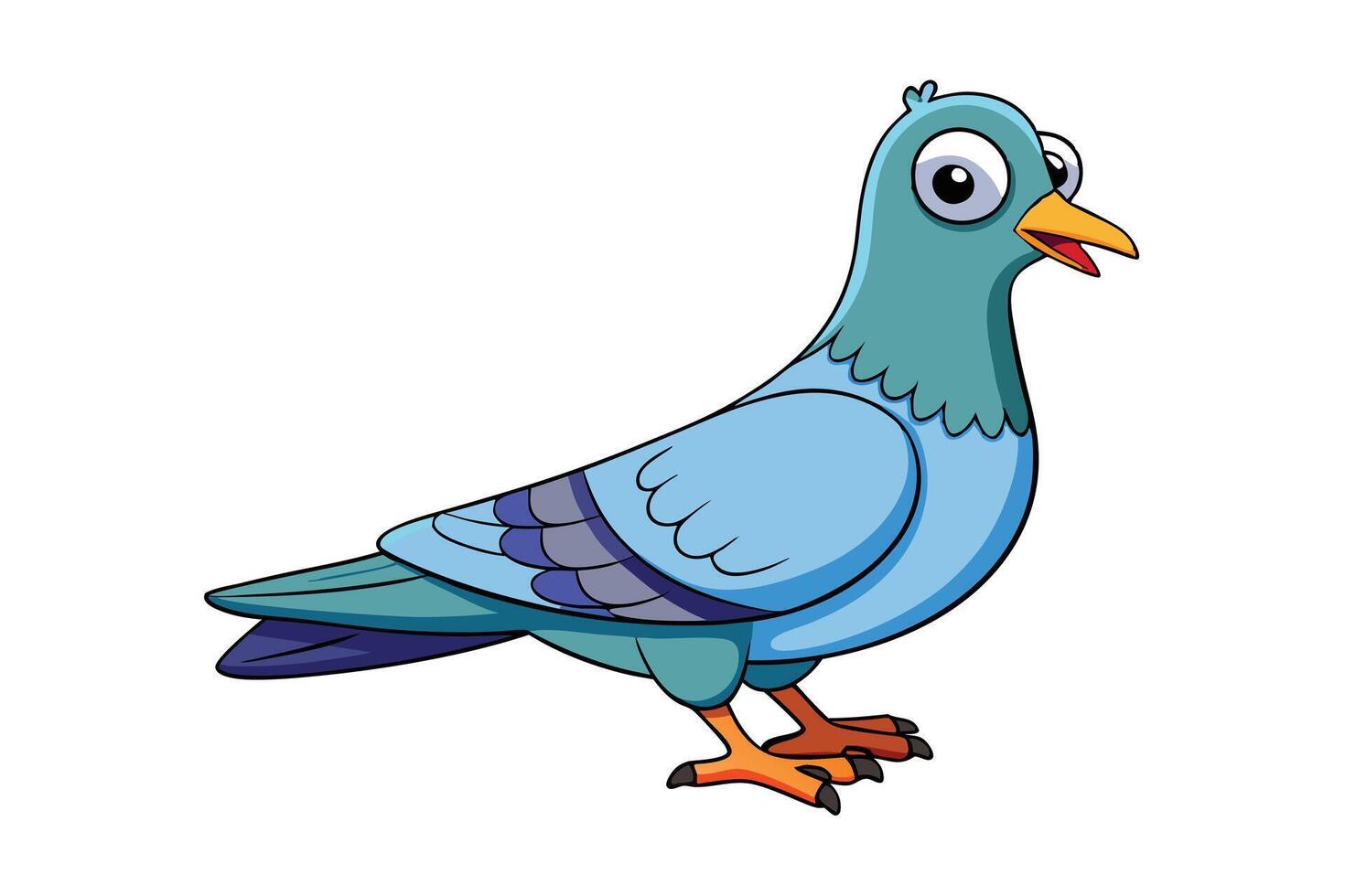 Cartoon Pigeon With Funny Eyes Isolated on White Background, vector