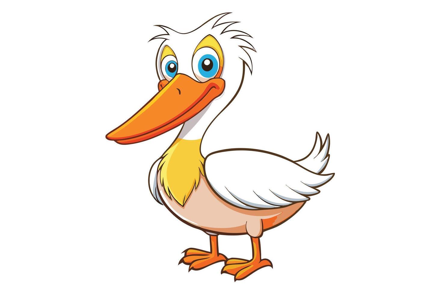 Cartoon Pelican Isolated on White Background Flat Design vector