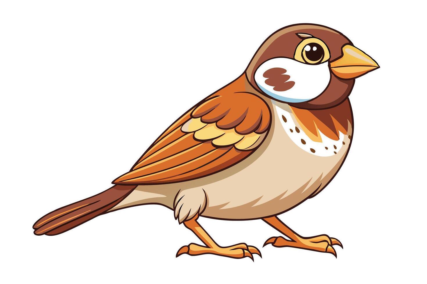 Cartoon Sparrow with Detailed Feathers on a Transparent Backdrop vector