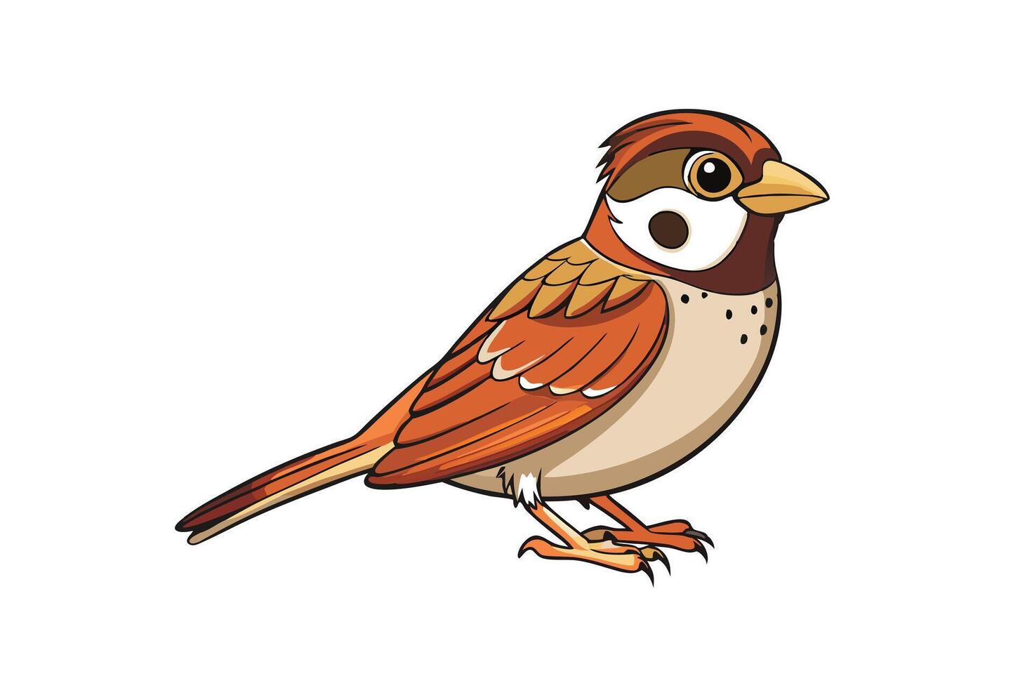 Cartoon Bird Sparrow Isolated on Transparent Background vector