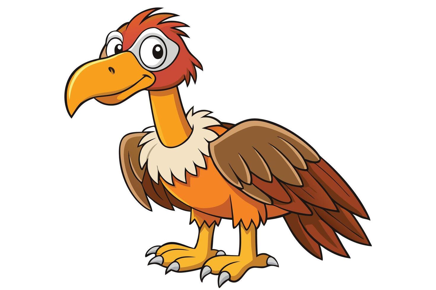 Cartoon Andean Condor Isolated with Orange and Brown Plumage Design vector