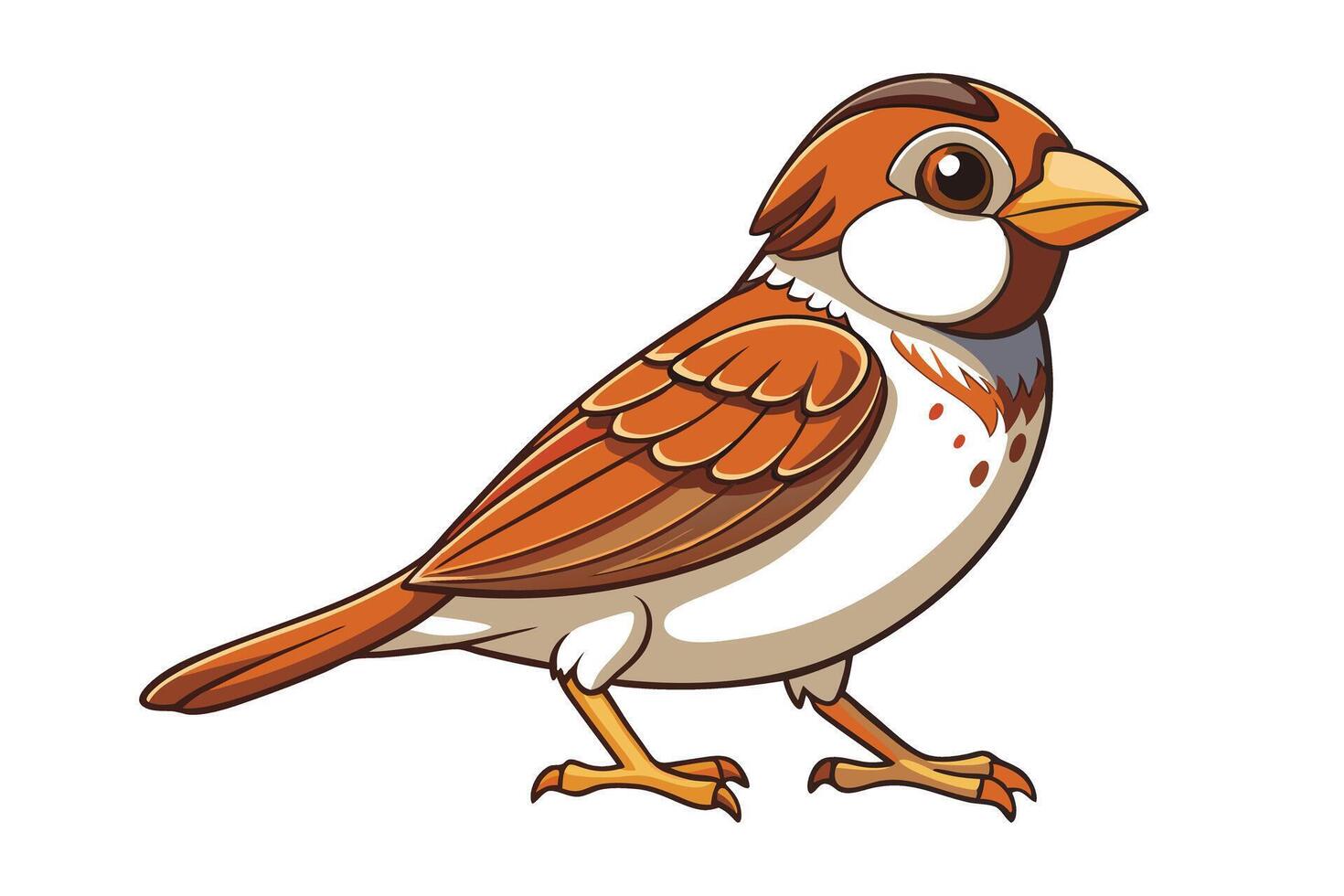 Cartoon Sparrow Illustration, Winged Bird Design on Transparent Background vector