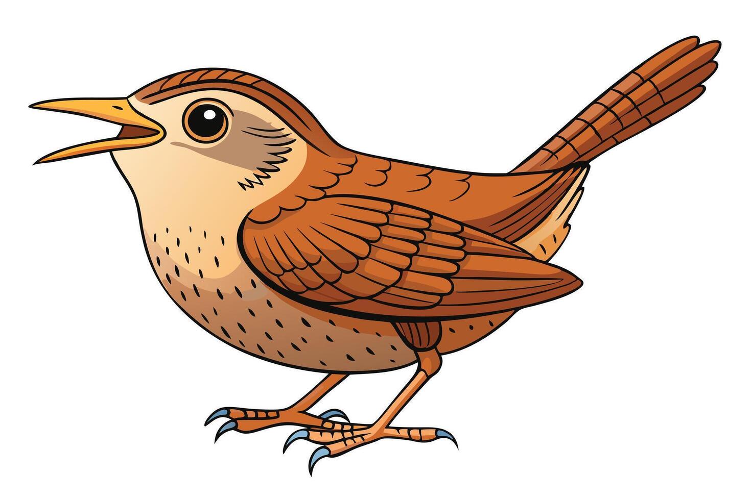 Cartoon Carolina Wren with Open Beak on White Background Design vector