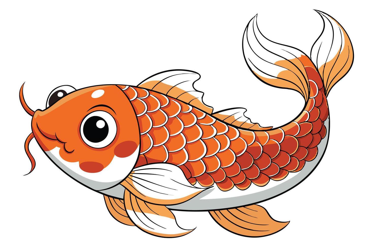 Orange Scaled Koi Fish on White Background Design Element vector