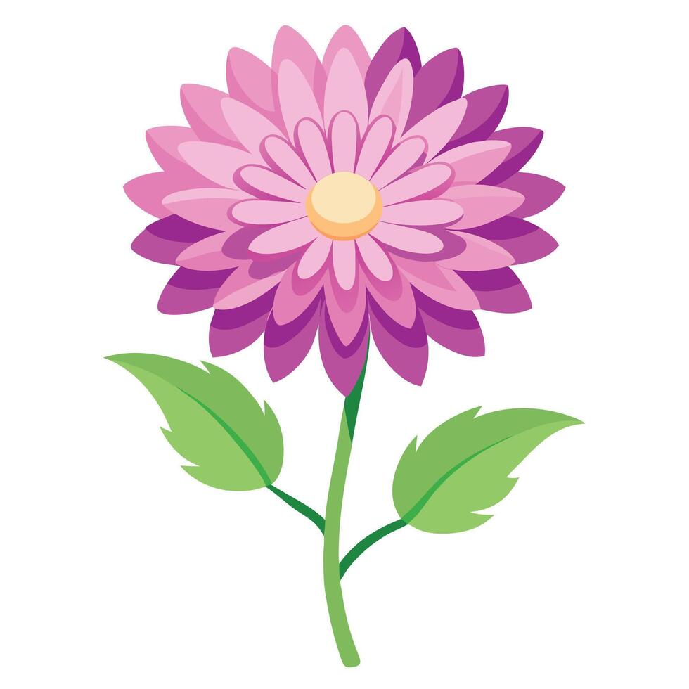 Isolated Pink Flower Blossom with Green Leaves on a Transparent Background vector