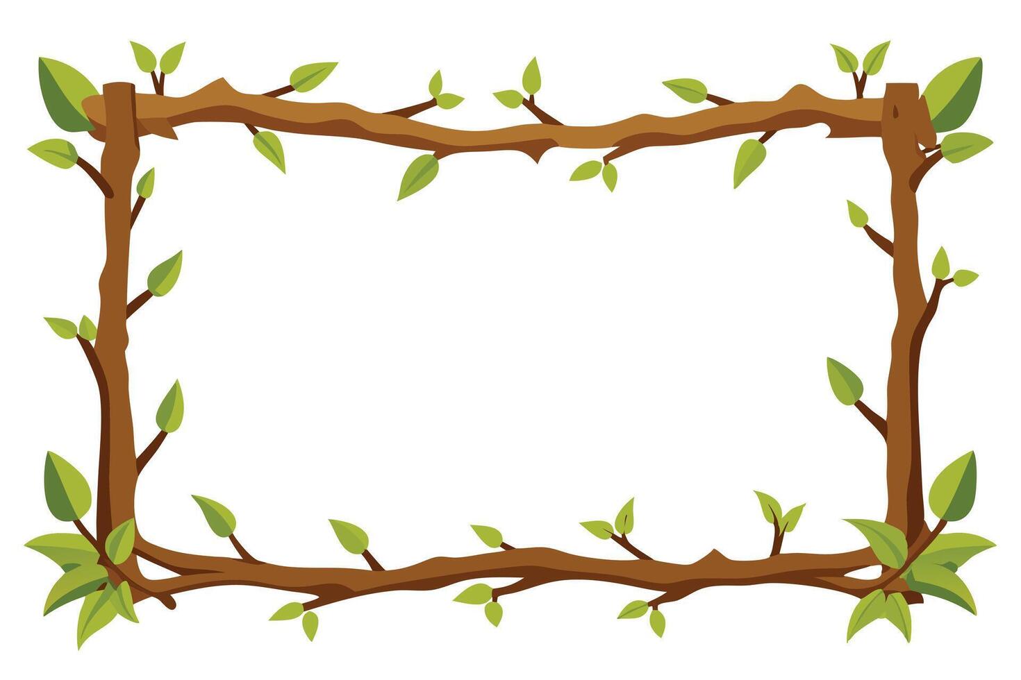 Tree Branch with Green Leaves Isolated on White Background vector