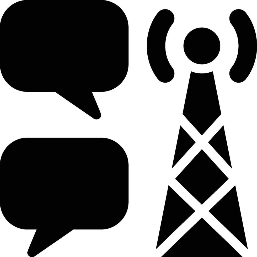 Communication Tower, Transmission, Tower Glyph Solid Icon vector