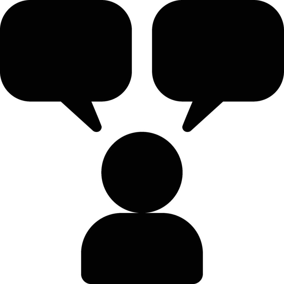 Intrapersonal, Communication, Monologue Glyph Solid Icon vector