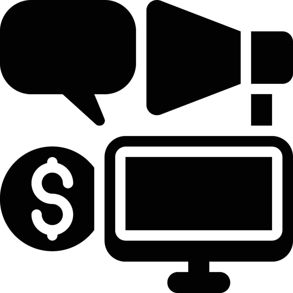 Paid Ads, Commercial Ads, Commercial Glyph Solid Icon vector