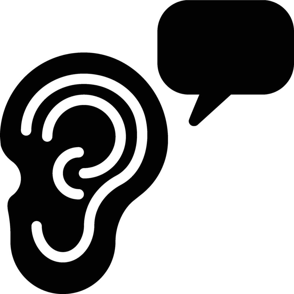 Listen, Hear, Listening Glyph Solid Icon vector