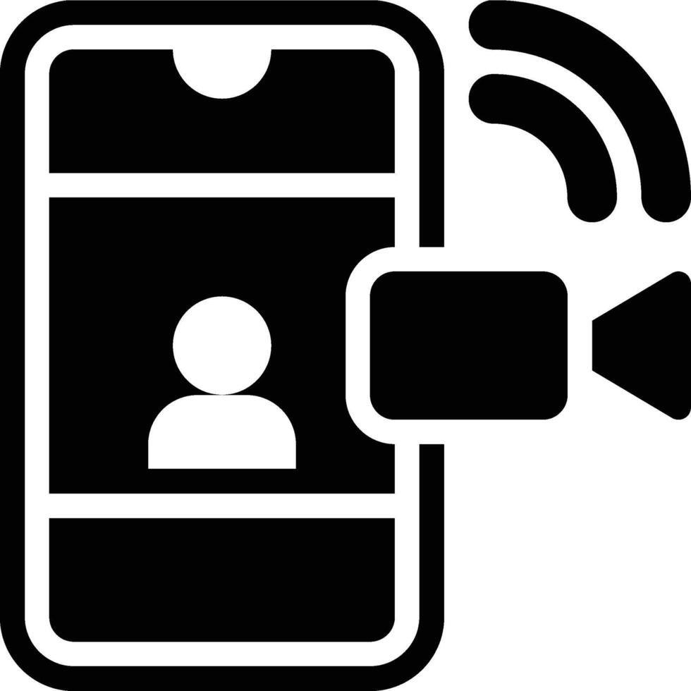 Live Streaming Smartphone Glyph Solid Icon vector