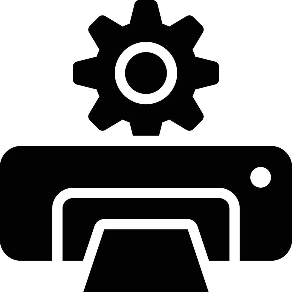 Printer Setting, Printer Setup, Printer Configuration Glyph Solid Icon vector