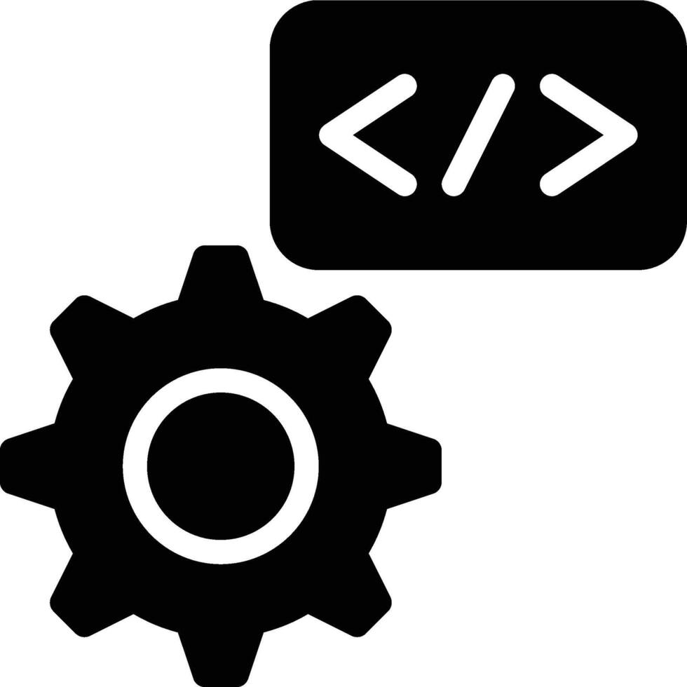 Programming, Coding, Setting Glyph Solid Icon vector