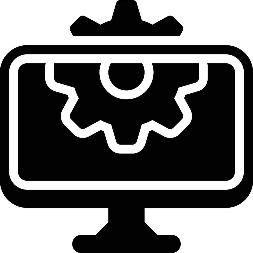 Screen Setting, TV Setting, Display Setting Glyph Solid Icon vector