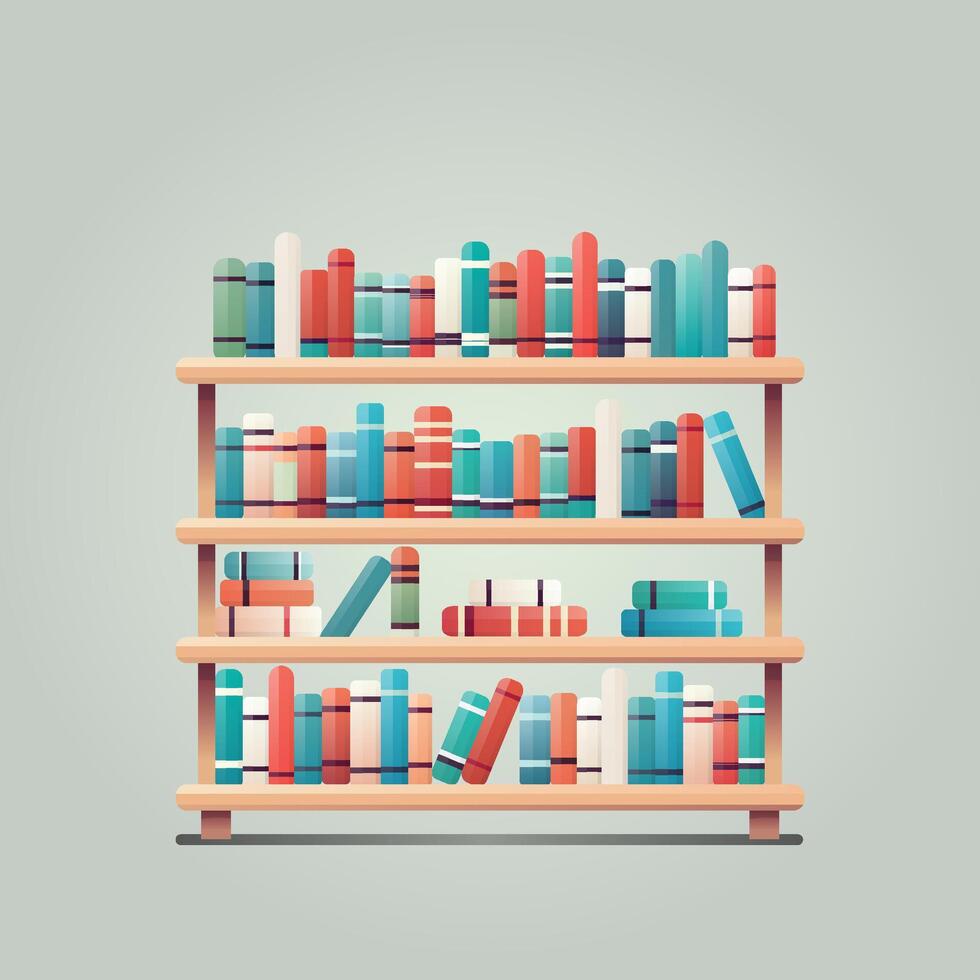Colorful Books on the Bookshelf Illustration vector