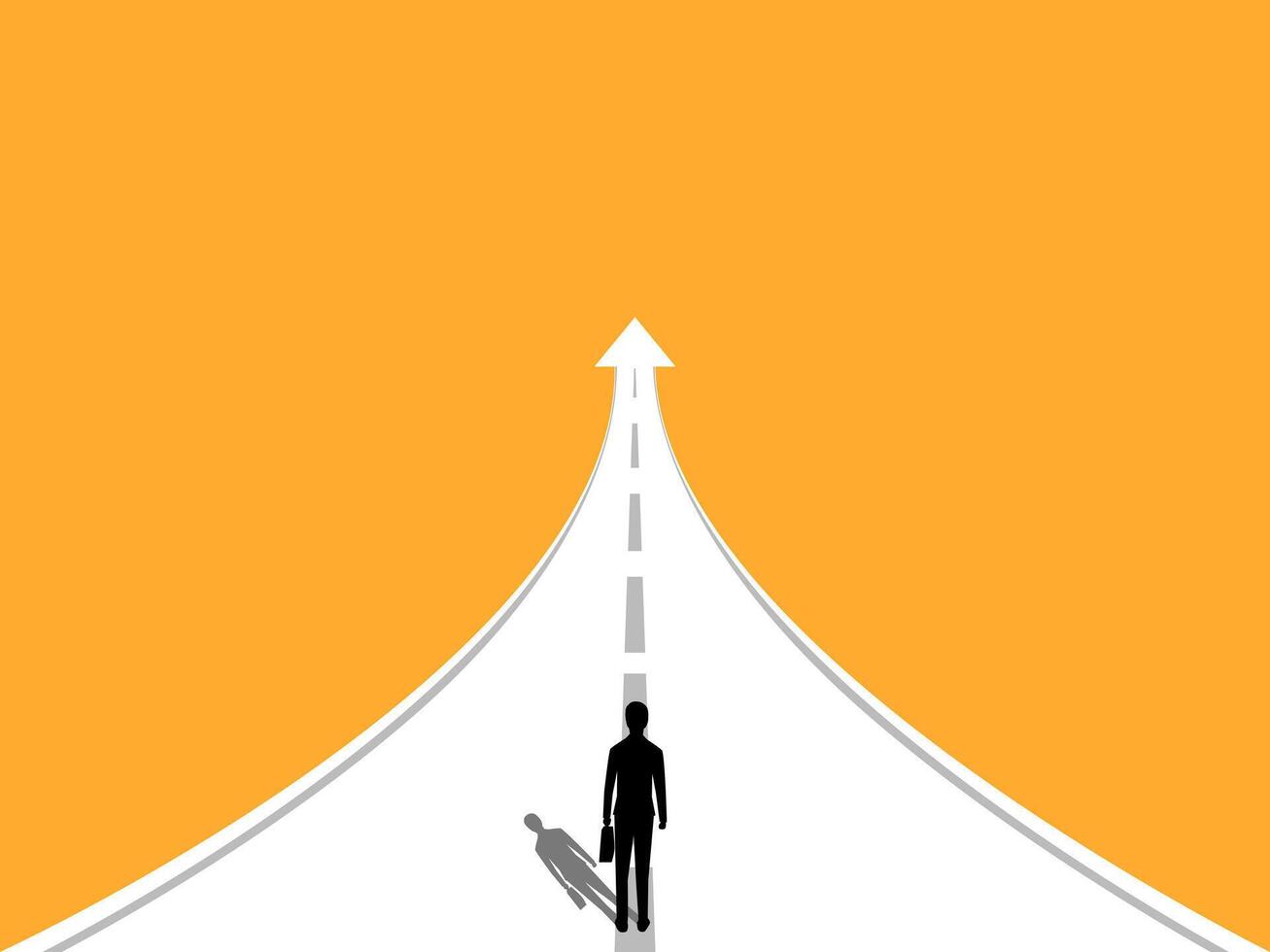 Move forward, Businessman walking on the road arrow growth vector
