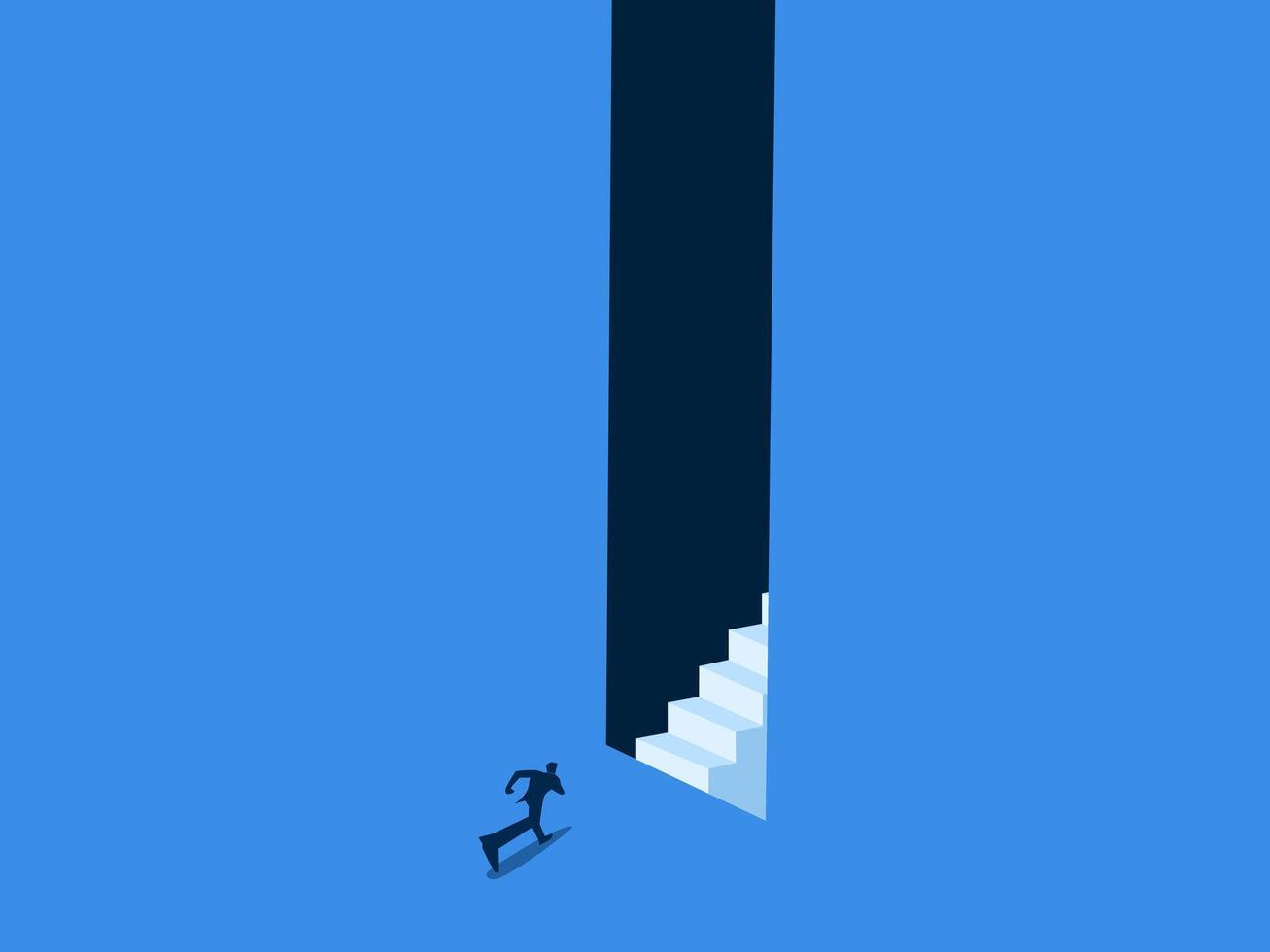 ambitious businessman runs up the stairs vector