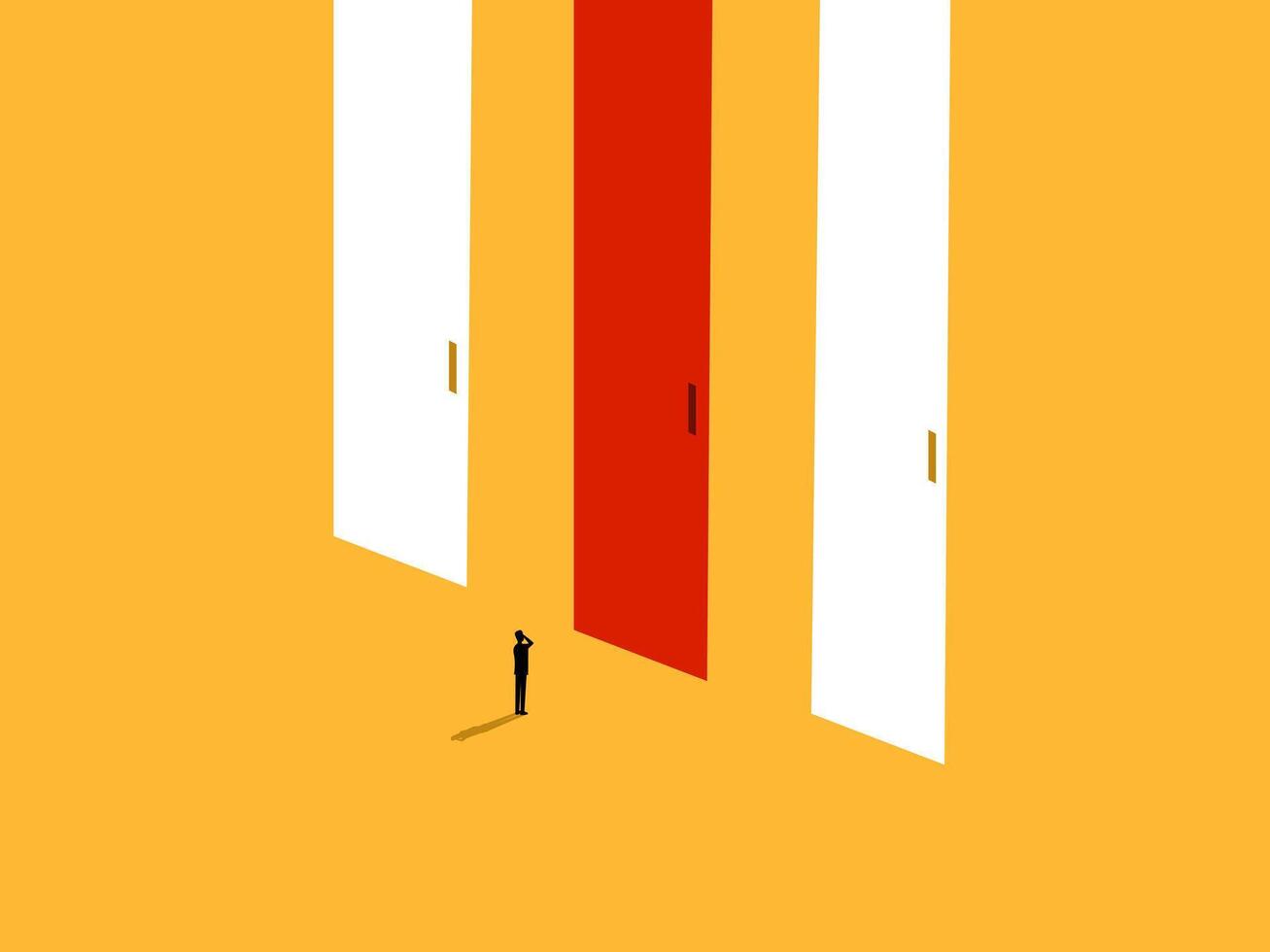 Dare to choose your own path, Businessman chooses different big door vector