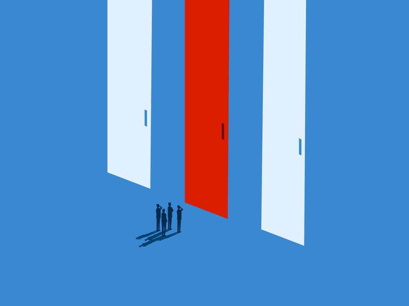 New way of business, Businessman team chooses different door vector