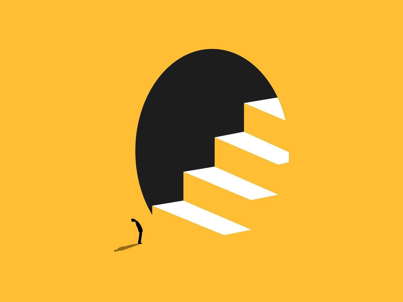 Businessman looking at the stairs to success vector