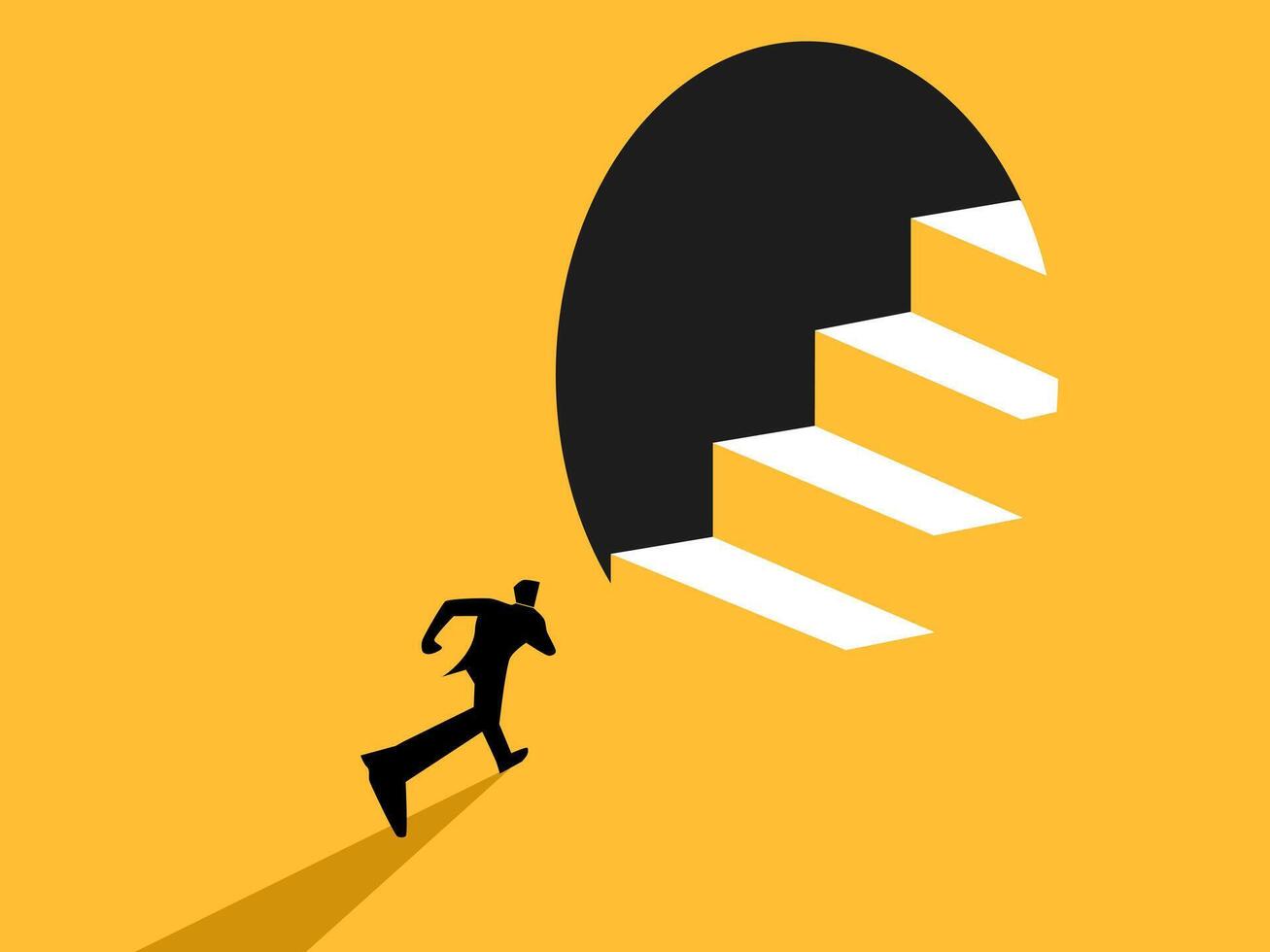 Businessman Running to Stairs Step by Step vector