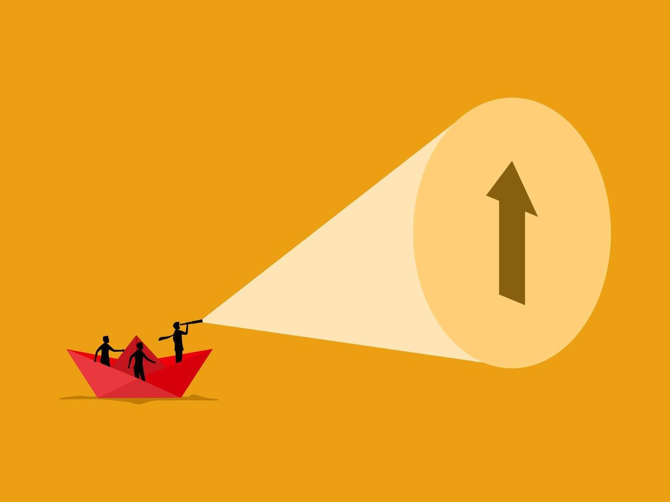 Business leaders and their teams holding binoculars on a cruise looking for growth vector