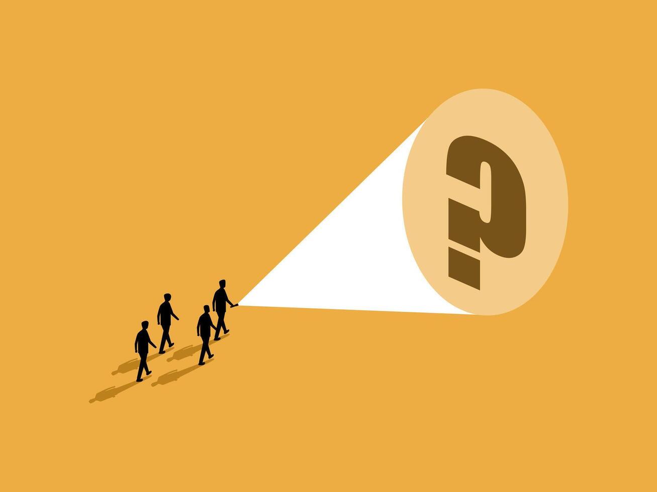 Business leader holding a flashlight searching for questions to solve problems vector