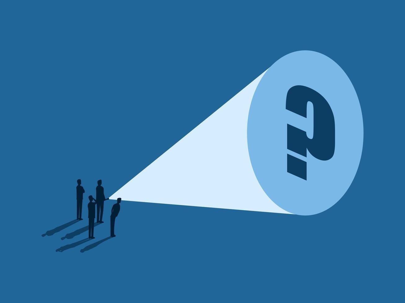 Business leaders hold flashlights to search for solutions vector