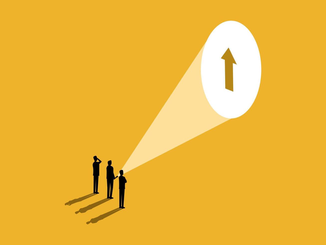 Businessman holding a flashlight to guide his colleagues to development vector