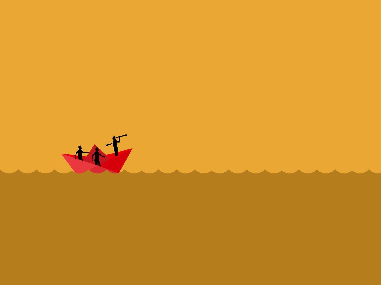 Business Leader Visionary on Paper Boat vector