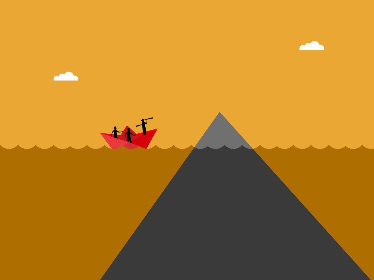 Business Team on Paper Boat and Iceberg vector