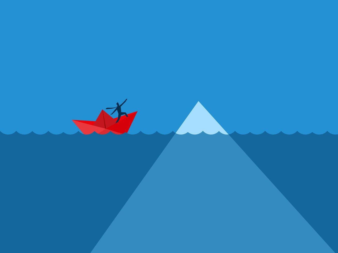 Businessman on Paper Boat Meets Iceberg vector
