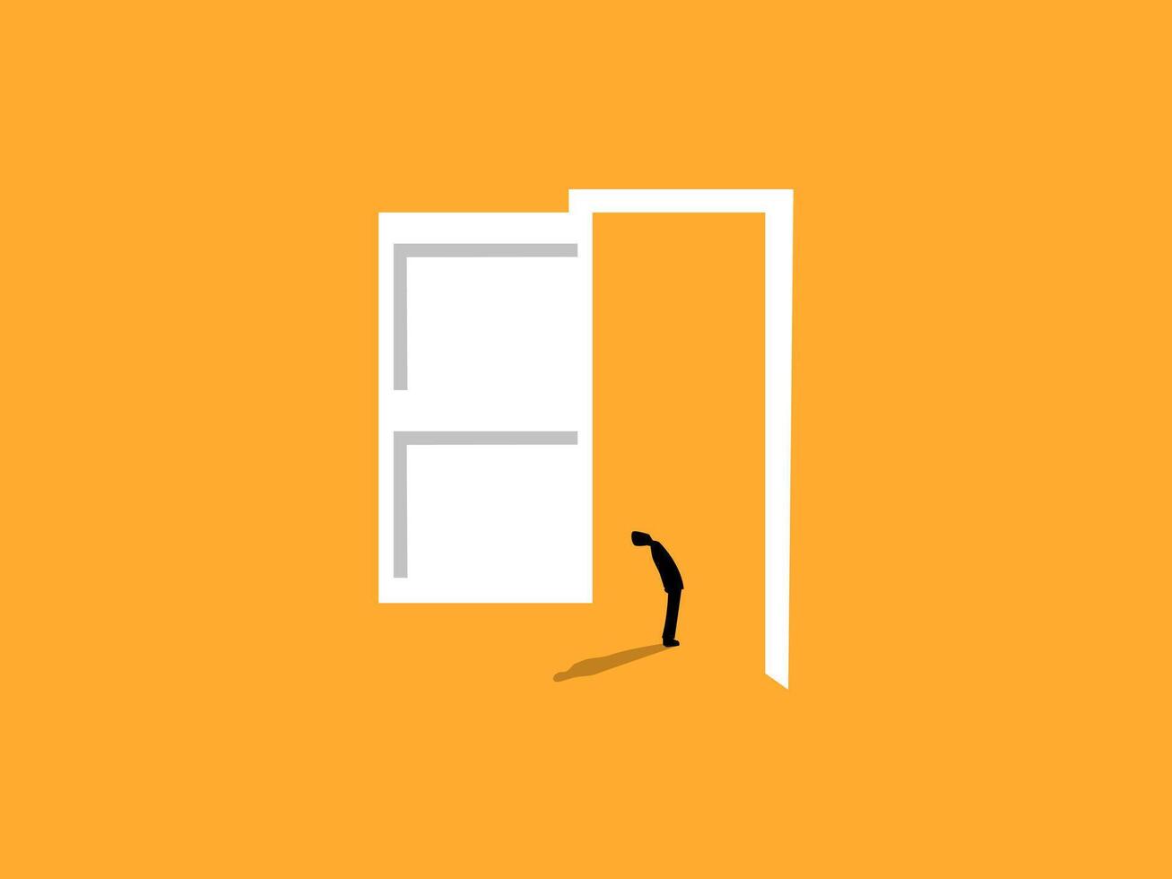 Businessman opens the big door to receive new opportunities. vector